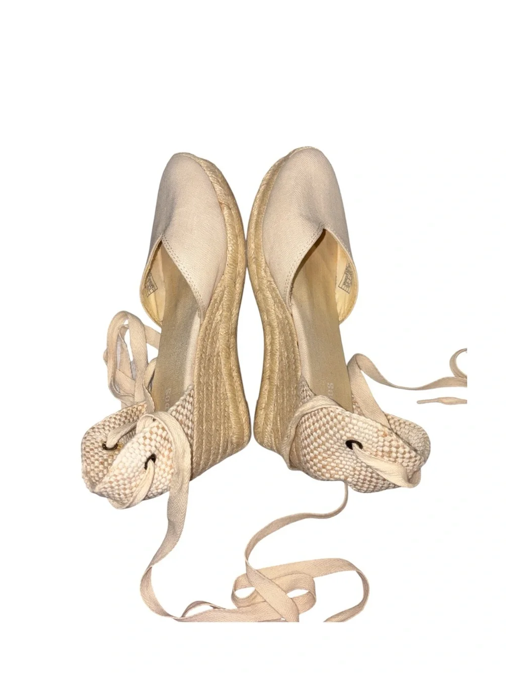Soludos The Marseille Wedge Espadrille Wrap‎ Sandal In La Concha Ivory Size 6.5